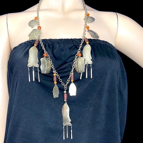 1970s Vintage Hmong Tribal Silver Charm Necklace - Picture 4 of 17